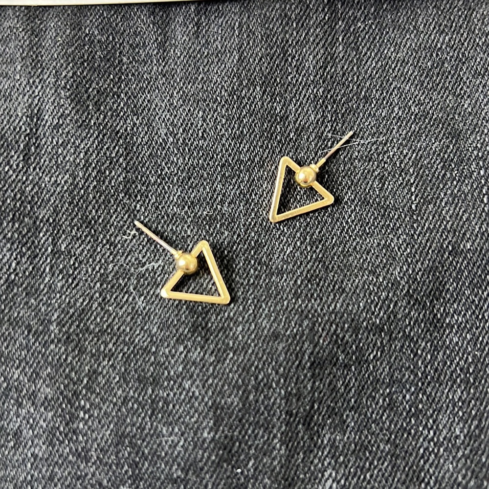 NWOT! Earrings Triangle Free Hanging Gold Mini Studs Nordstrom Super Cute!